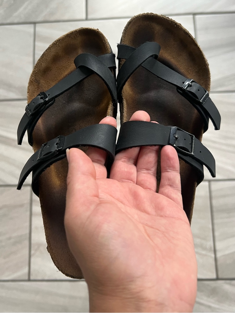 Birkenstock Black Double Strap Footbed Sandals